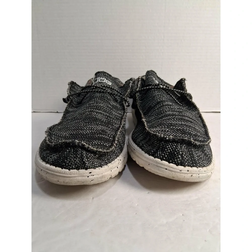 Hey Dude Wally Sox Black White Speckled Knit Slip On‎ Shoes Men Size 12 EU 45